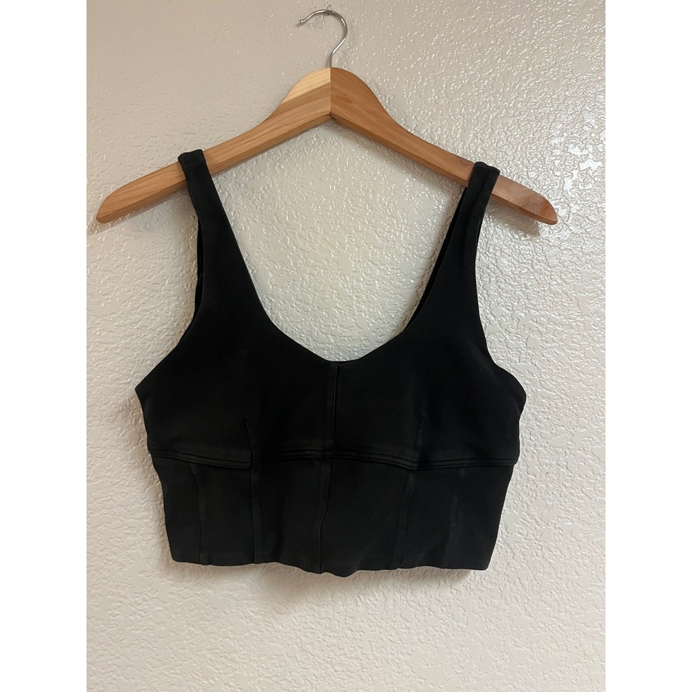 OFFLINE by Aerie OG Recharge Black Longline Sports Bra Corset Seam V-Neck Medium